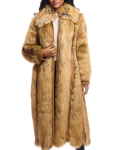Donna Salyers Fabulous Furs Goldie Faux Fur & Faux Suede Long Coat