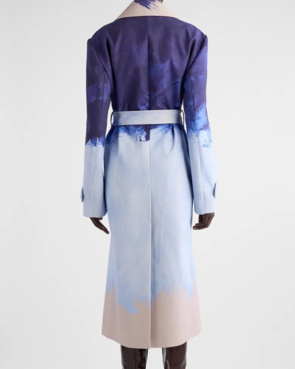 Dries Van Noten Ronald Abstract Print Cotton Gabardine Coat.