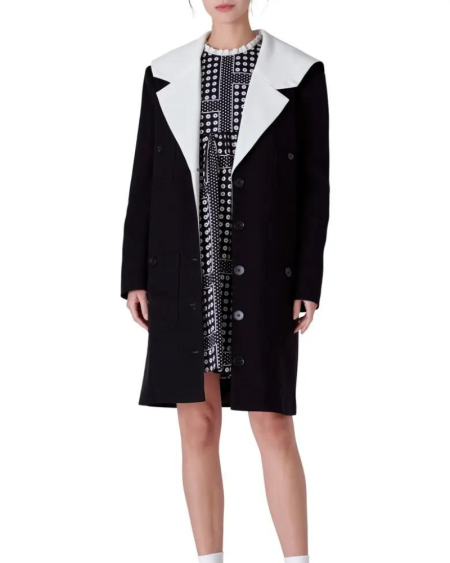 English Factory Black And White Sailor Collar Coat