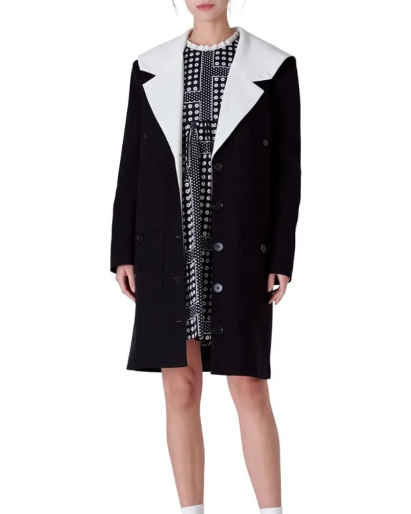 English Factory Black And White Sailor Collar Coat