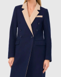 Halogen Contrast Collar Double Breasted Coat