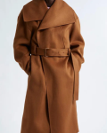 Jw Anderson Belted Oversize Tobacco Wool Wrap Coat