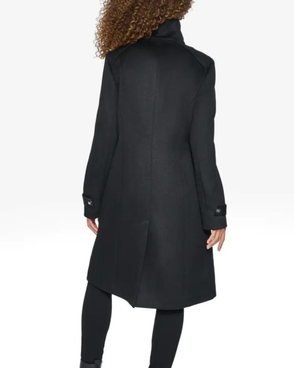 Karl Lagerfeld Paris Boiled Black Wool Blend Coat.