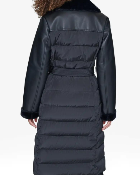 Karl Lagerfeld Paris Faux Fur Trim Quilted Coat.