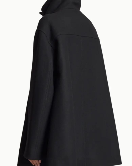 Khaite Melbo Mixed Media Black Wool Coat.