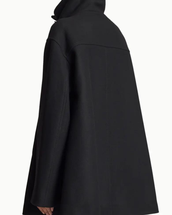 Khaite Melbo Mixed Media Black Wool Coat.