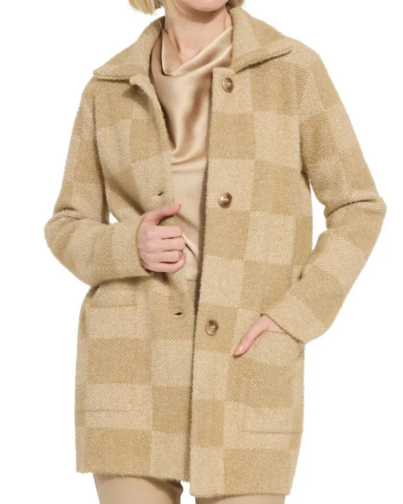 Lyssé Salma Oversize Check Pattern Sweater Coat