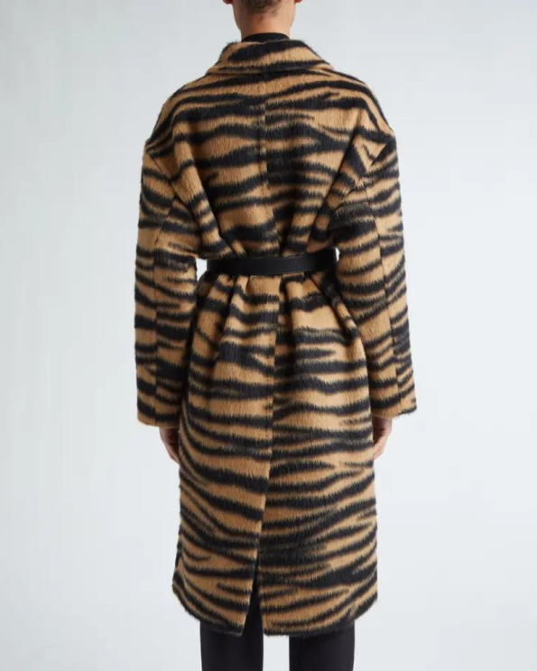 Max Mara Vidim Tiger Jacquard Wool & Alpaca Jacquard Coat.