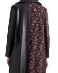 Misook Knit Panel Faux Leather Coat