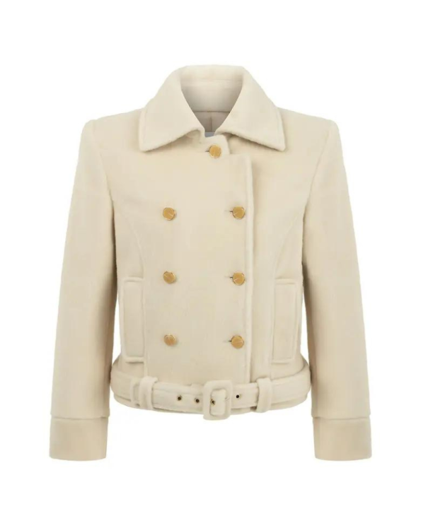 Nocturne Shoulder Pad Short Ivory Coat