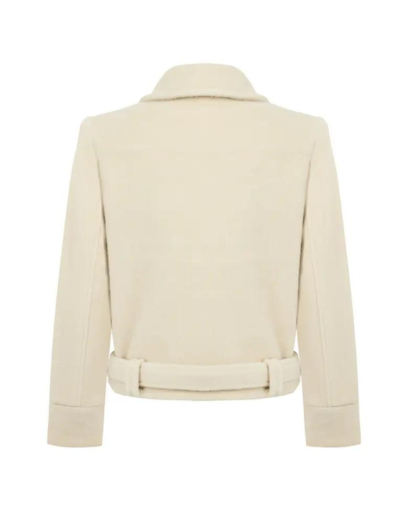 Nocturne Shoulder Pad Short Ivory Coat.
