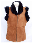 Real Sheepskin Shearling Goat Fur Leather Winter Warm Womens Vest