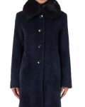 Sofia Cashmere Genuine Shearling Collar Wool & Alpaca Blend Bouclé Coat