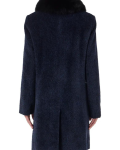 Sofia Cashmere Genuine Shearling Collar Wool & Alpaca Blend Bouclé Coat
