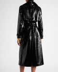 Tom Ford Sequin Belted Black Leather Trench Coat
