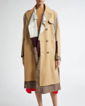 Undercover Spliced Mixed Media Double Breasted Coat.