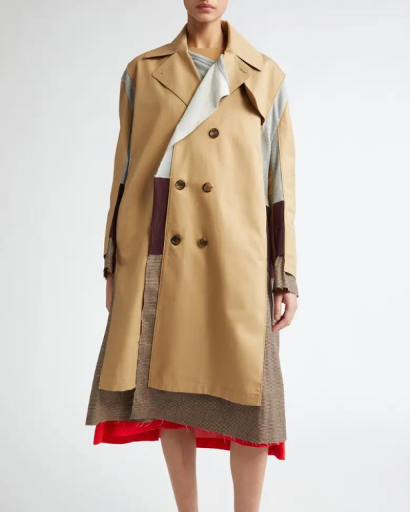 Undercover Spliced Mixed Media Double Breasted Coat