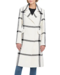 Vince Camuto Vanilla Plaid Wool Blend Coat