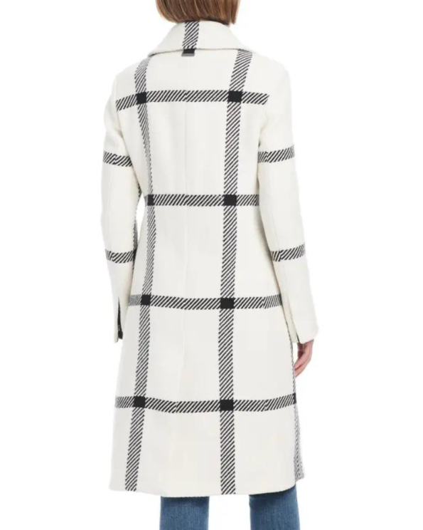Vince Camuto Vanilla Plaid Wool Blend Coat.