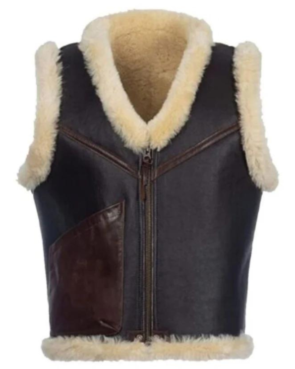 Vintage B3 Aviator Pilot Bomber Genuine Sheep Fur Leather Shearling Vest