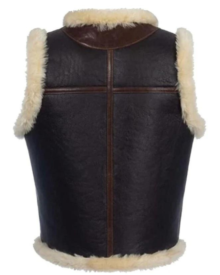 Vintage B3 Aviator Pilot Bomber Genuine Sheep Fur Leather Shearling Vest.