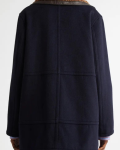 Wales Bonner Zora Faux Shearling Trim Wool Blend Peacoat