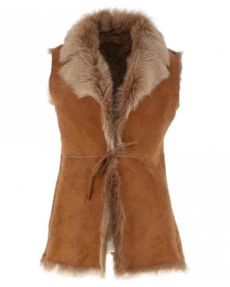 Women's Suede Leather Fitted Gilet Vest