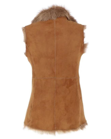 Women's Suede Leather Fitted Gilet Vest.