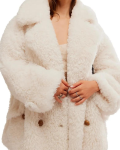 free people sophie faux fur Blanc De Blanc peacoat