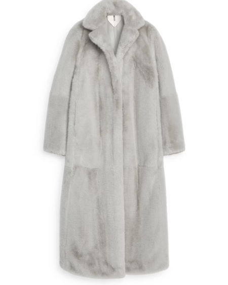 ARKET Grey Faux Fur Coat