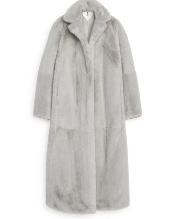 ARKET Grey Faux Fur Coat
