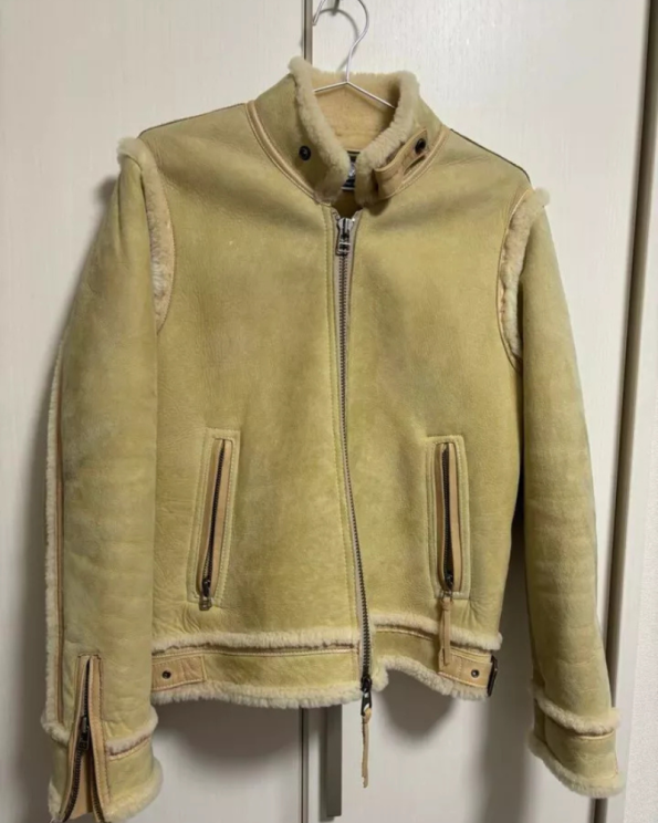 Avirex B-3 Mouton Beige Flight Jacket .
