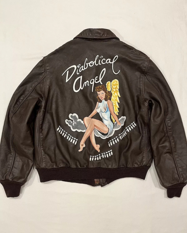 Avirex Diabolical Angel Brown Type A-2 Bomber Jacket