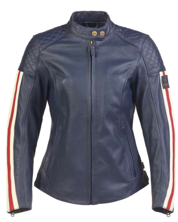 Braddan Women's Air Race Blue Leather Motorcycle Jacket