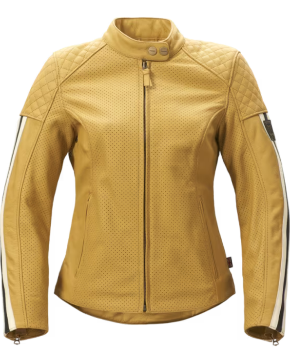 Braddan Women's Air Race Gold Leather Motorcycle Jacket