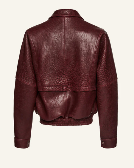 Burgundy Leather Bomber Flight Jacket