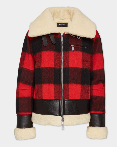 Dsquared2 Red Wool Aviator Jacket