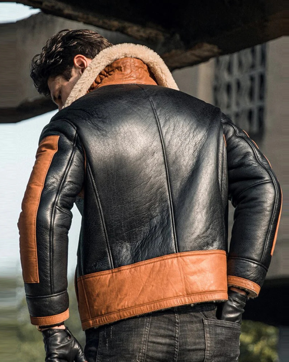 Flight Raf Aviator Shearling Sheepskin B3 Bomber Jacket Coat