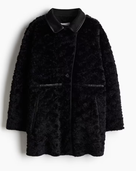 Fluffy Light Black Fur Coat