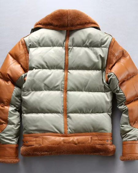 Goat Skin B3 Brown Sheep Leather Down Jacket