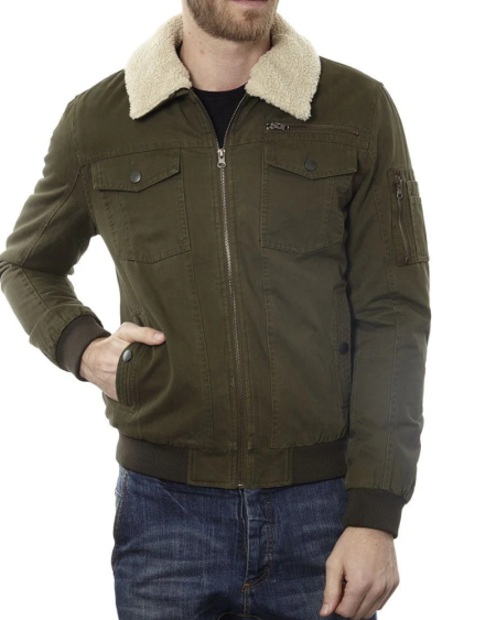 Maverick Olive Green Cotton Aviator Flight Jacket