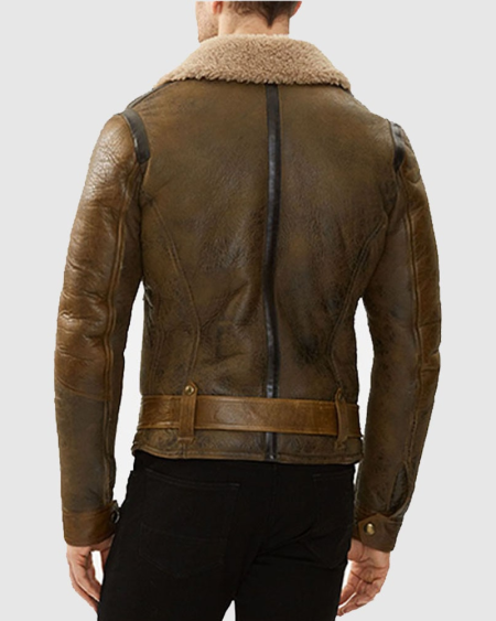 Men B3 Aviator Shearling Brown Sheepskin Flight Jacket
