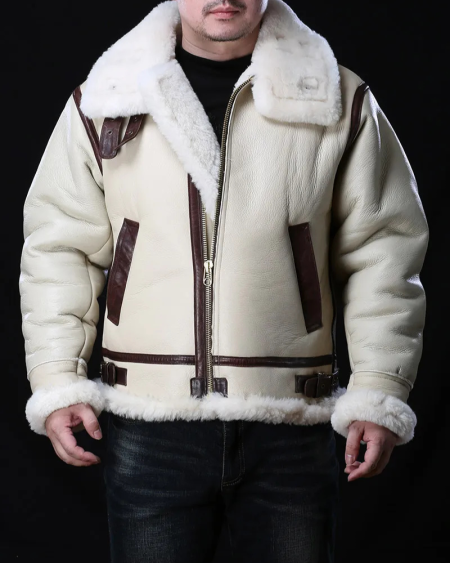 Men's B-3 Genuine Australian Sheepskin Leather Jacket