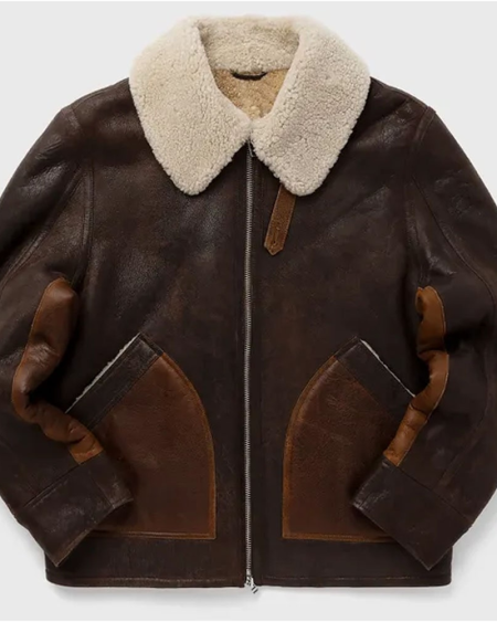 Men's B-3 Pilot Shearling Bomber Leather Jacket