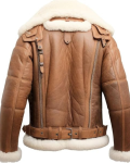 Men’s Distressed Brown Genuine Sheepskin Sherpa Aviator B3 Bomber Jacket