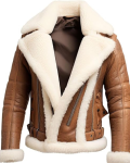 Men’s Distressed Brown Genuine Sheepskin Sherpa Aviator B3 Bomber Jacket