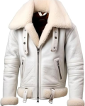 Men's Genuine Sheepskin B-3 Bomber Jacket With Warm Sherpa Lining