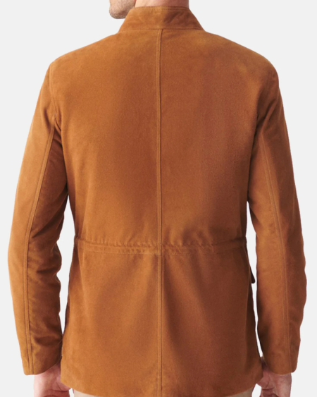 Mens TAN Length Suede Leather Field Jacket