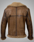Military Aviator B-3 Distressed Brown Leather Bomber Winter Jacket