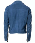 Motorcycle Men’s Blue Suede Biker Jacket